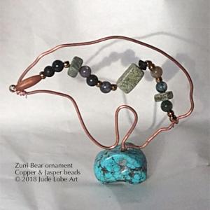 Wired bear w/beads & turquoise